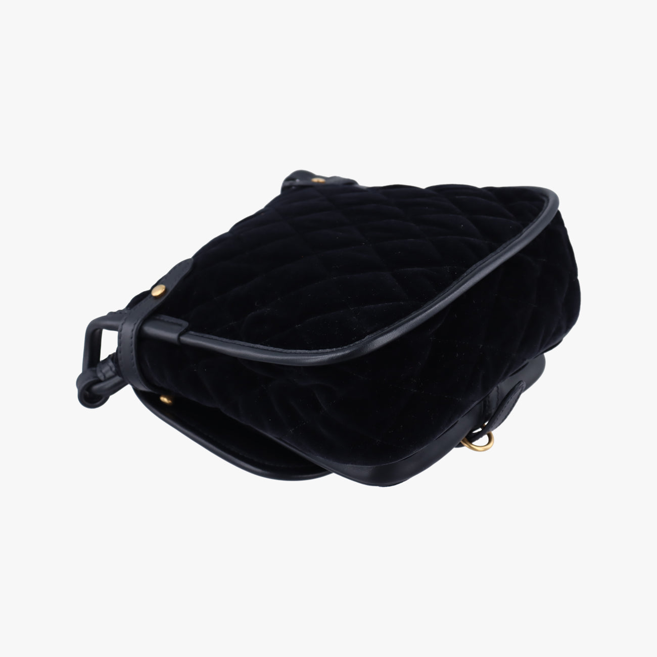 Pre-owned Prada Stitch Black Velour 1BD050 shoulderbag | stylenewstar