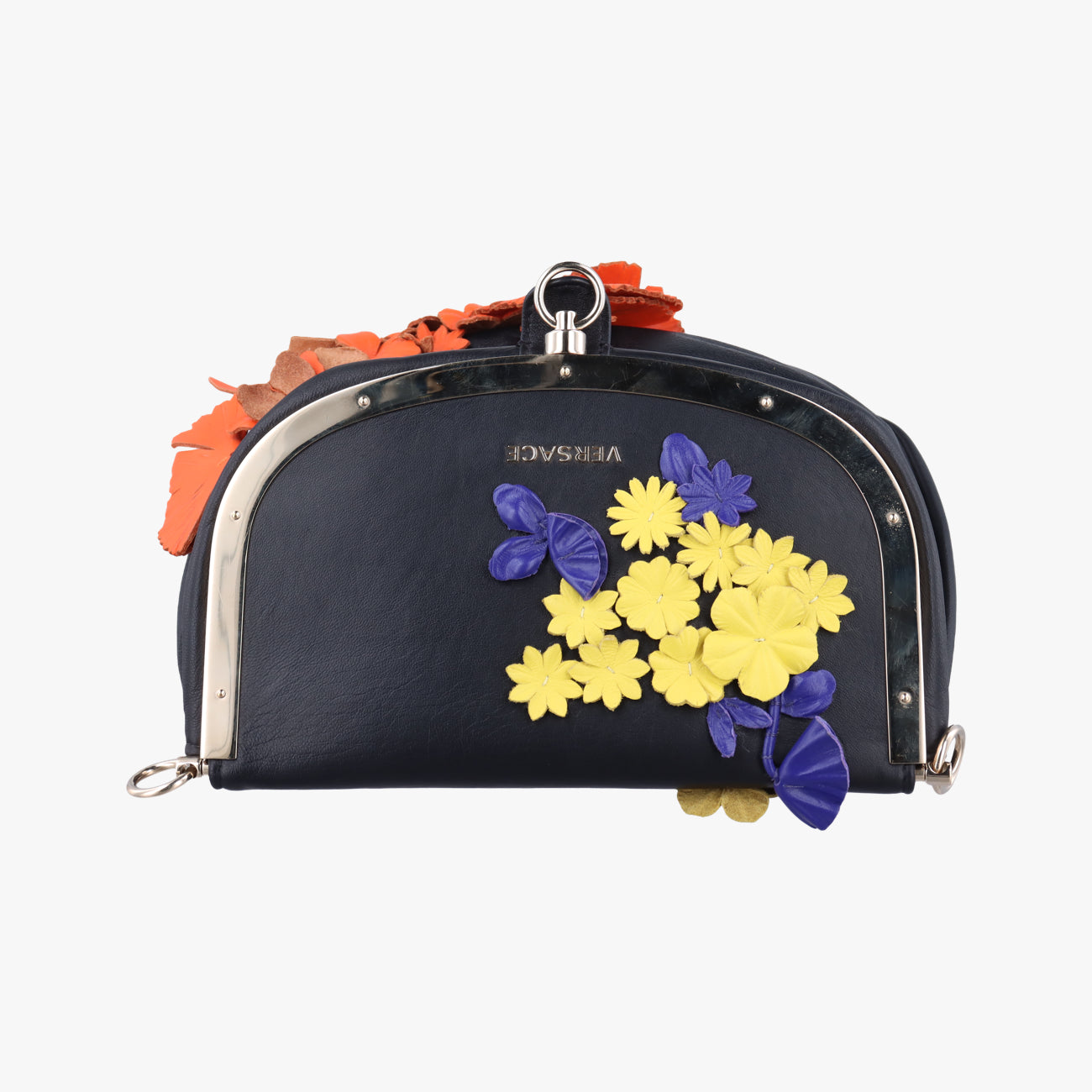 Pre-owned VERSACE Floral decoration Black×Multicolour Leather  shoulderbag | stylenewstar