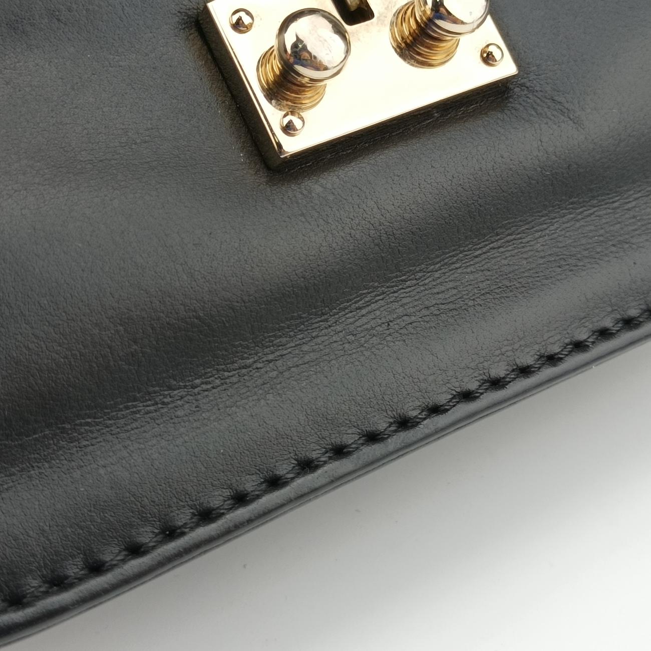 Pre-owned Valentino Rockstud Glam Lock Black Leather  shoulderbag | stylenewstar