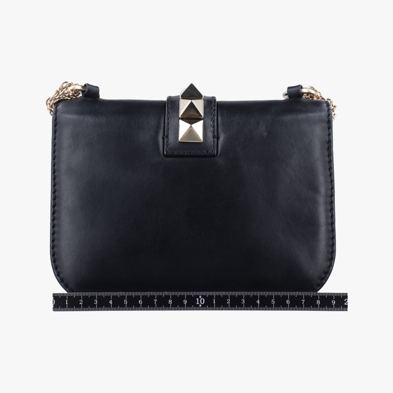 Pre-owned Valentino Rockstud Glam Lock Black Leather  shoulderbag | stylenewstar
