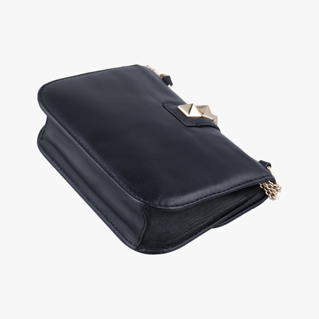 Pre-owned Valentino Rockstud Glam Lock Black Leather  shoulderbag | stylenewstar