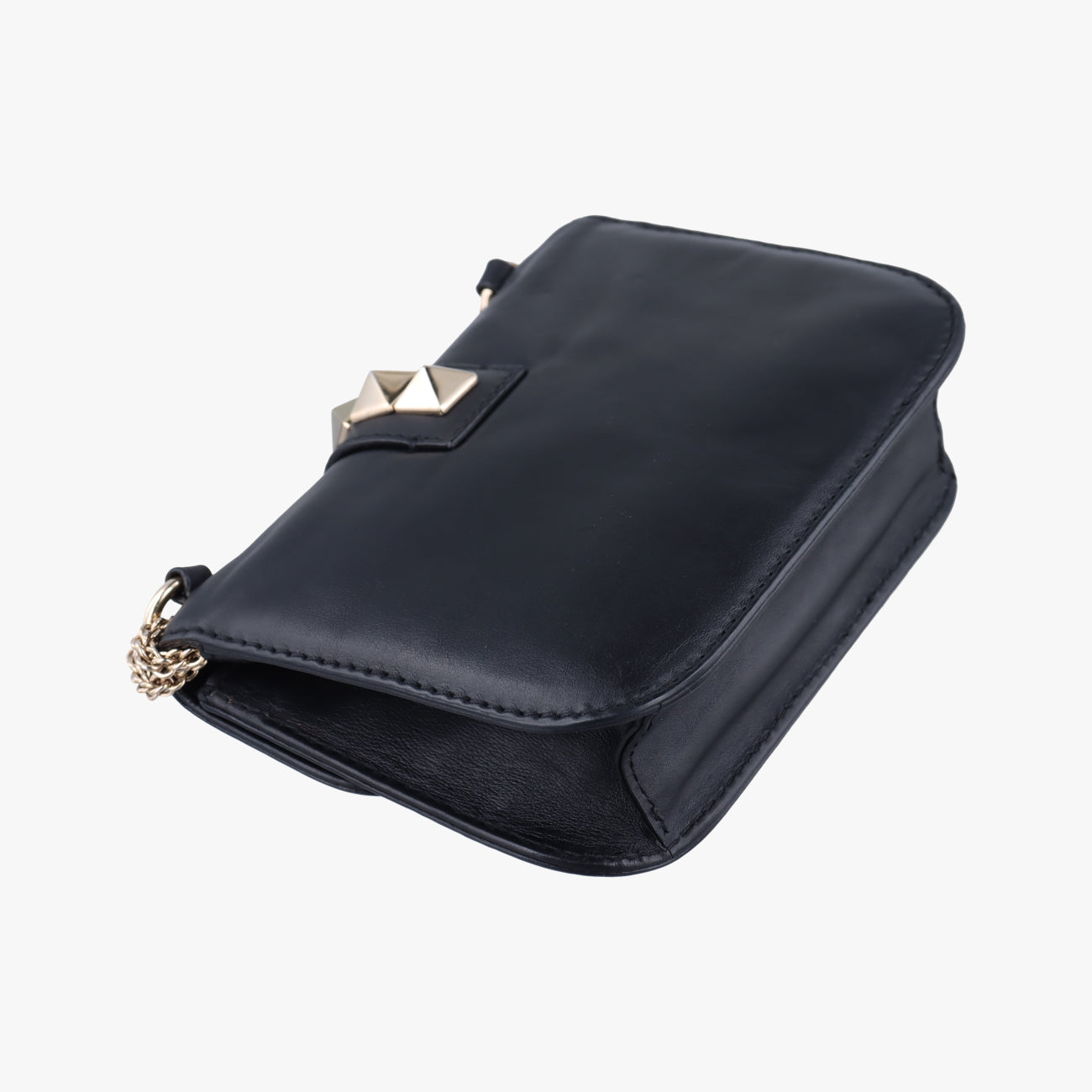 Pre-owned Valentino Rockstud Glam Lock Black Leather  shoulderbag | stylenewstar