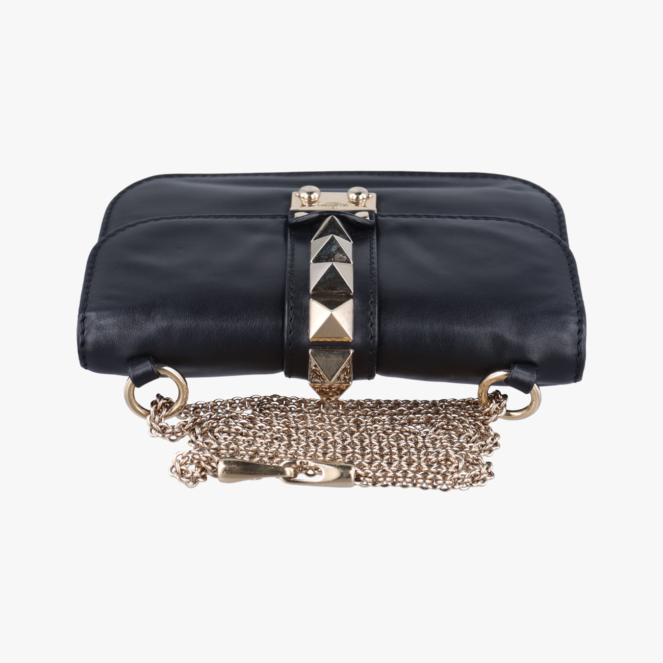 Pre-owned Valentino Rockstud Glam Lock Black Leather  shoulderbag | stylenewstar