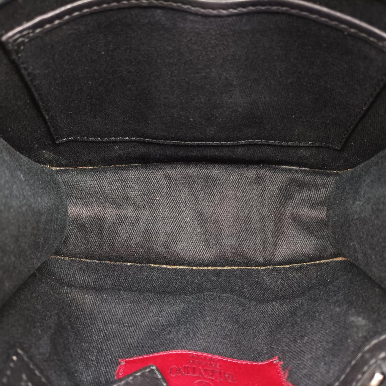 Pre-owned Valentino Rockstud Glam Lock Black Leather  shoulderbag | stylenewstar