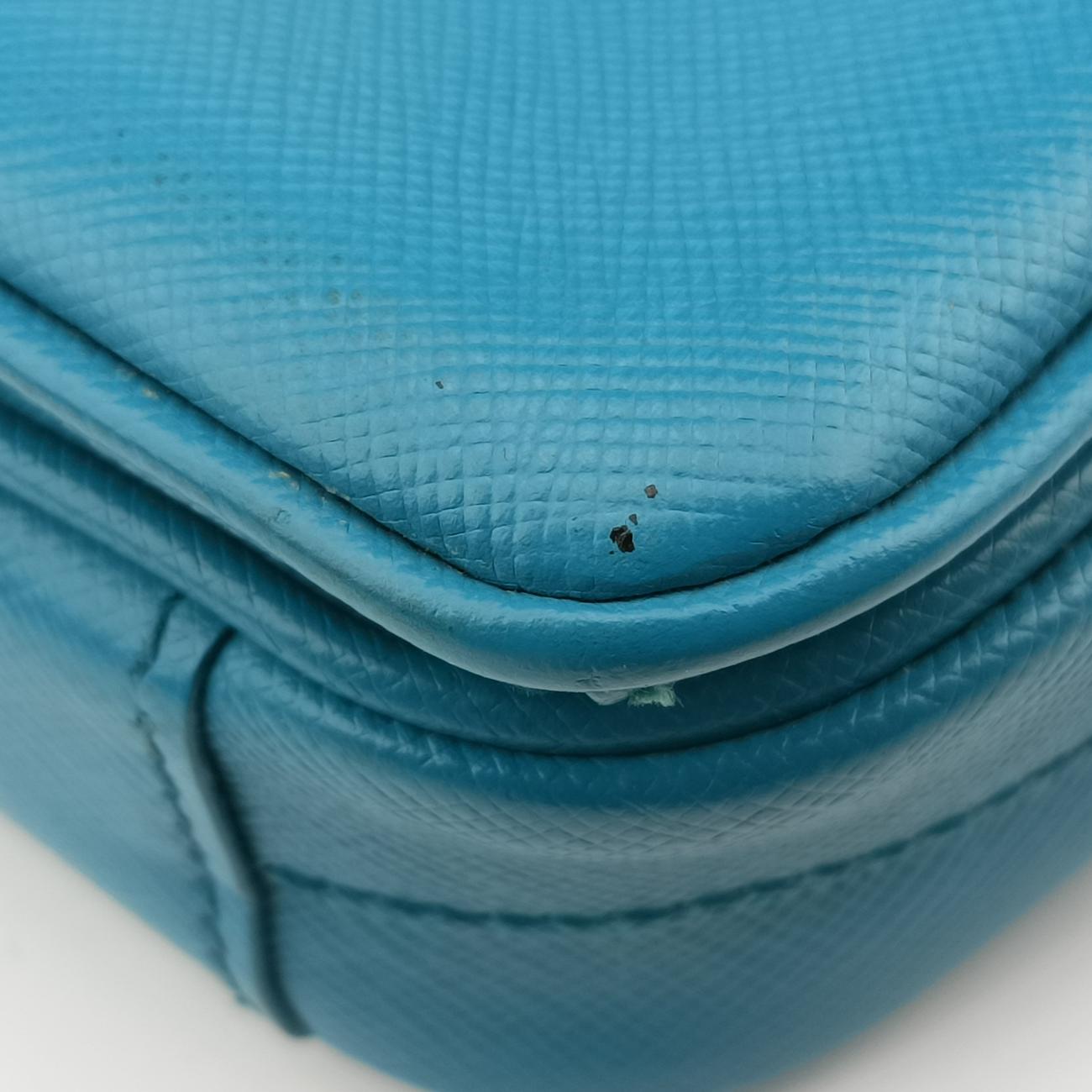 Vintage Prada lock Fuoco Sound Top Handle Blue SAFFIANO Leather BT0963 shoulderbag | stylenewstar