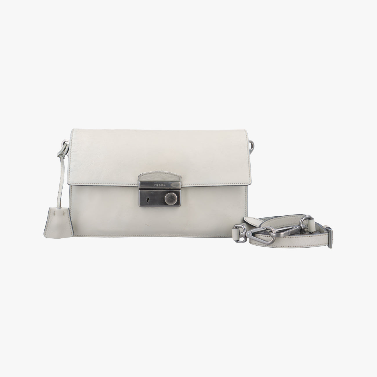 Pre-owned Prada Soft Sound White SAFFIANO Leather BR5026 shoulderbag | stylenewstar