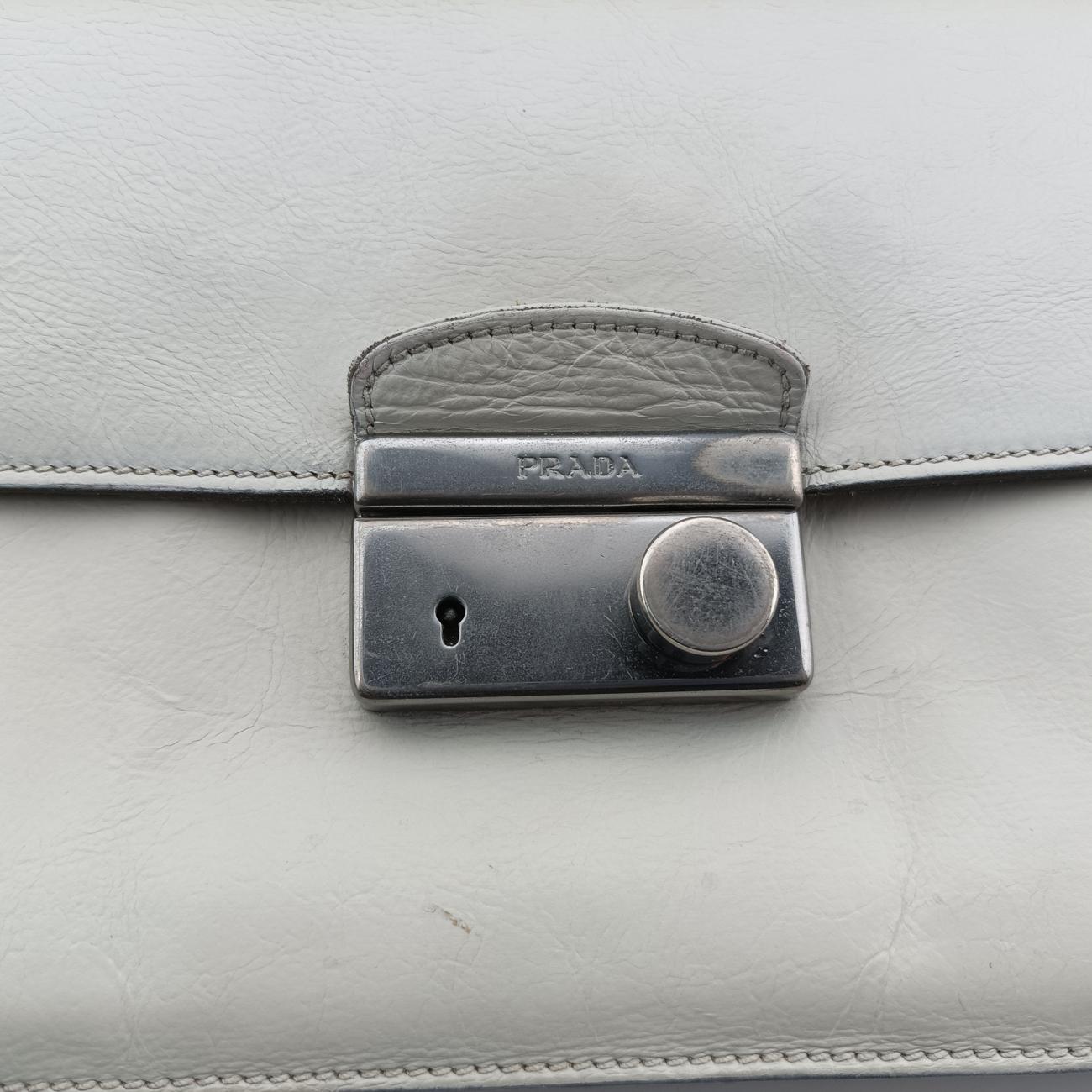 Pre-owned Prada Soft Sound White SAFFIANO Leather BR5026 shoulderbag | stylenewstar