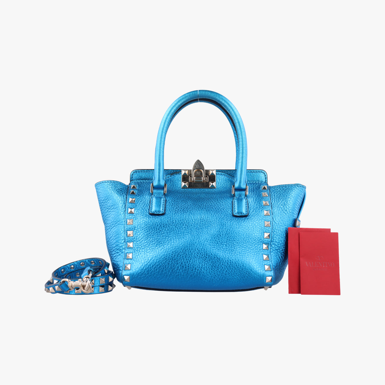 Pre-owned Valentino Rockstud Blue Leather  shoulderbag | stylenewstar