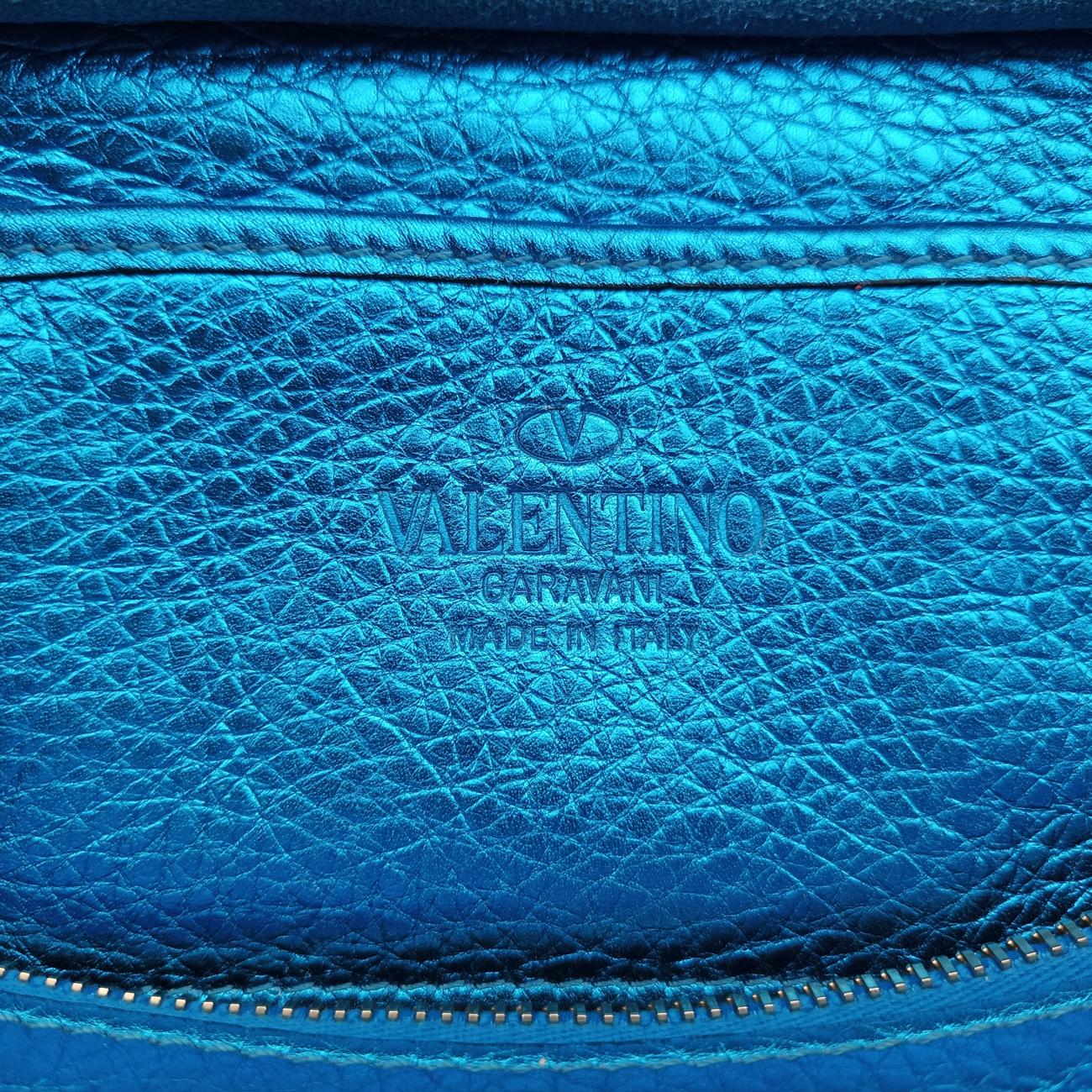 Pre-owned Valentino Rockstud Blue Leather  shoulderbag | stylenewstar