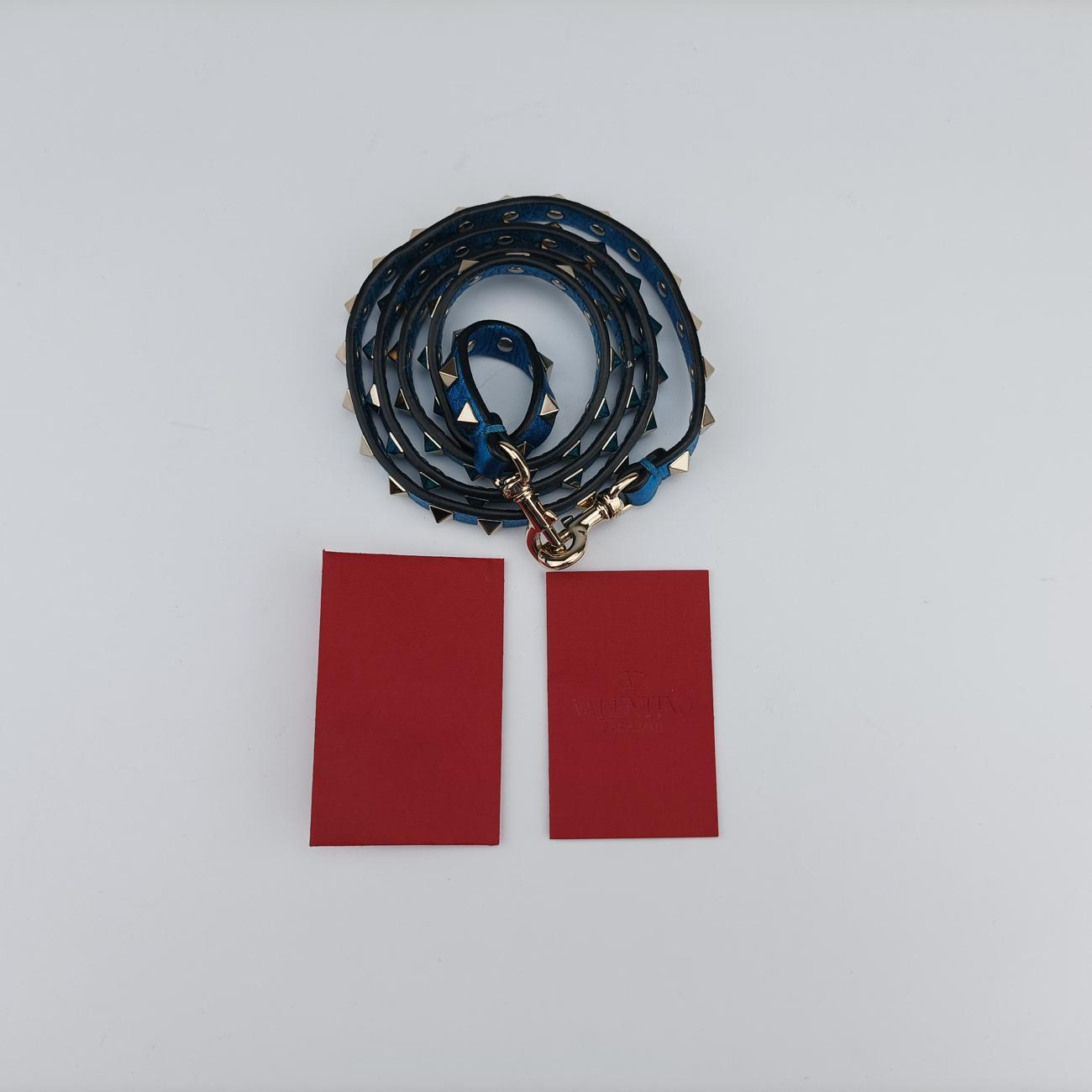 Pre-owned Valentino Rockstud Blue Leather  shoulderbag | stylenewstar