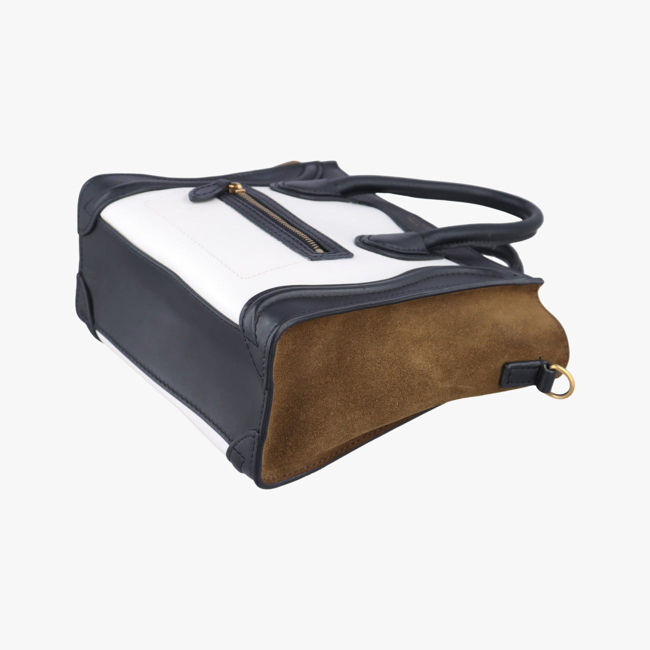 Pre-owned Celine luggage nano shopper Brown x white x black Leather  shoulderbag | stylenewstar