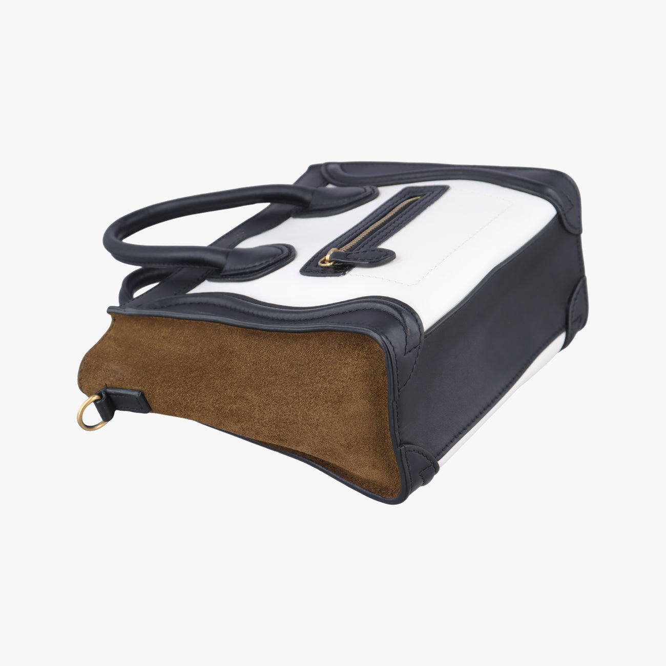 Pre-owned Celine luggage nano shopper Brown x white x black Leather  shoulderbag | stylenewstar