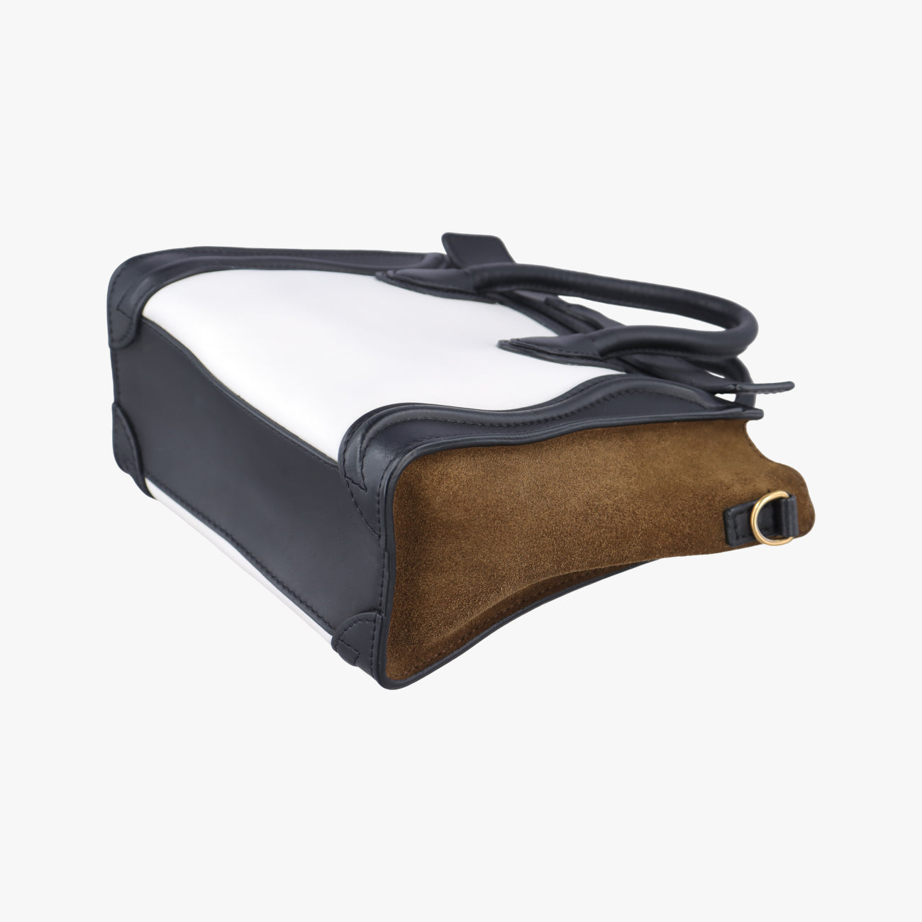 Pre-owned Celine luggage nano shopper Brown x white x black Leather  shoulderbag | stylenewstar