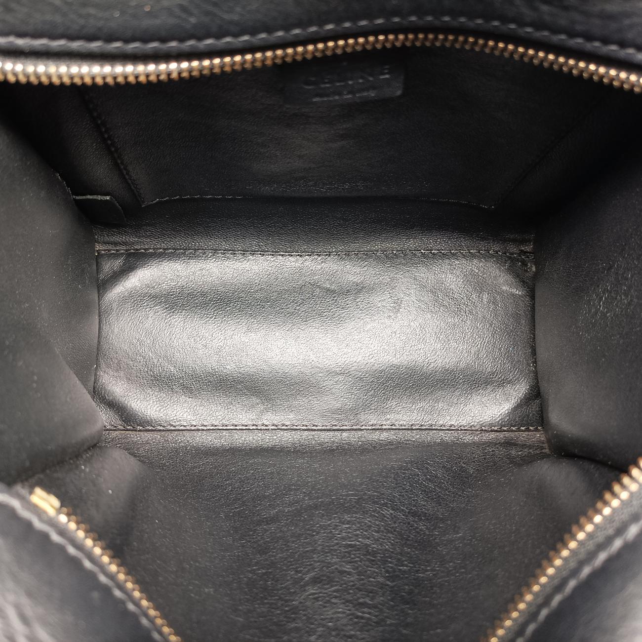 Pre-owned Celine luggage nano shopper Brown x white x black Leather  shoulderbag | stylenewstar