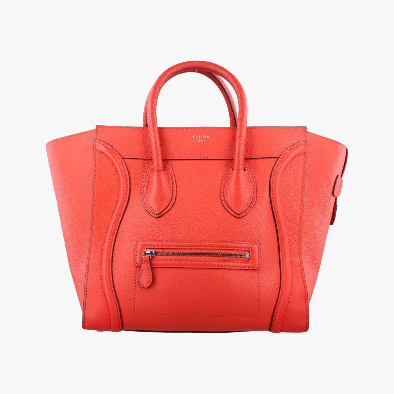 Pre-owned Celine Luggage Mini Shopper Orange Leather  handbag | stylenewstar
