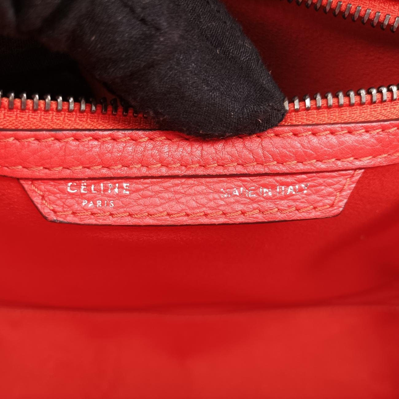 Pre-owned Celine Luggage Mini Shopper Orange Leather  handbag | stylenewstar