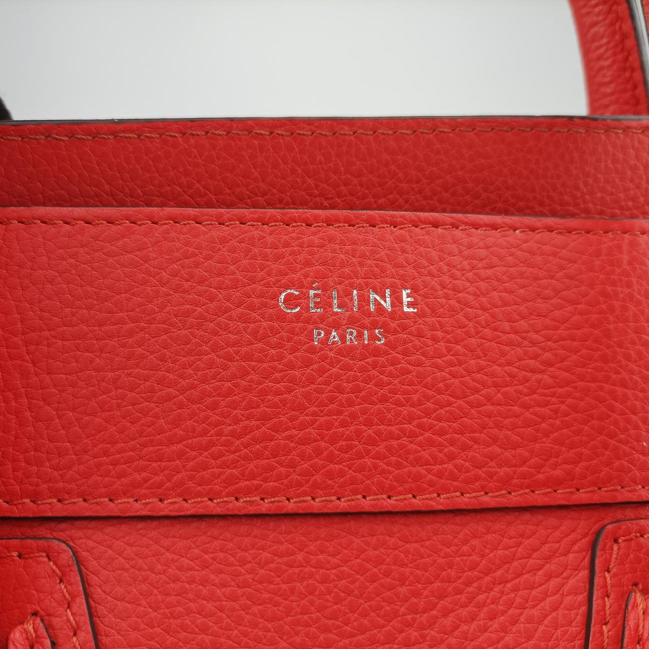 Pre-owned Celine Luggage Mini Shopper Orange Leather  handbag | stylenewstar