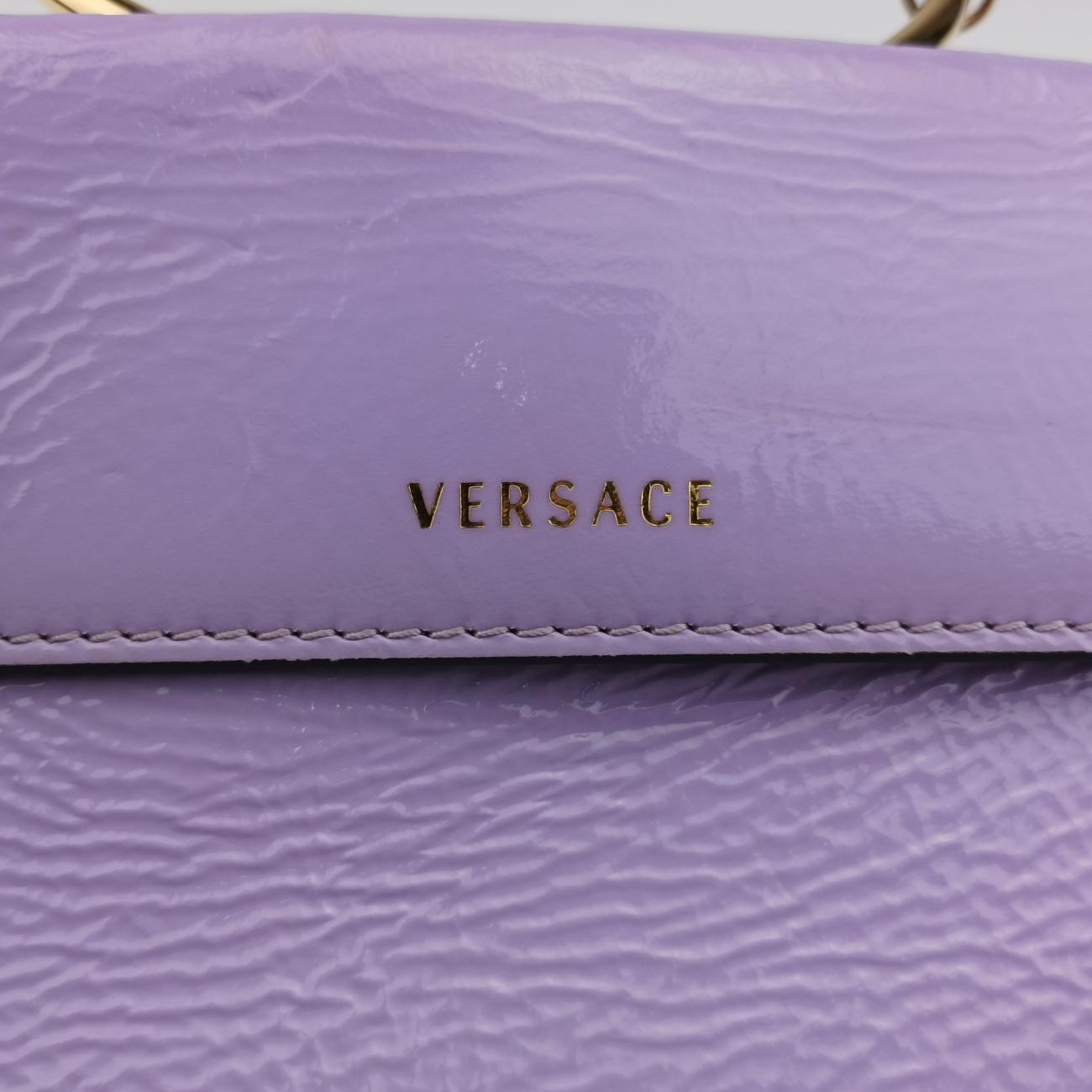 Pre-owned VERSACE La Medusa Purple Patent  shoulderbag | stylenewstar