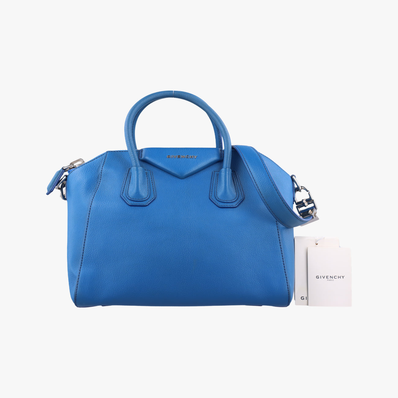 Pre-owned Givenchy Antigona Blue leather  shoulderbag | stylenewstar