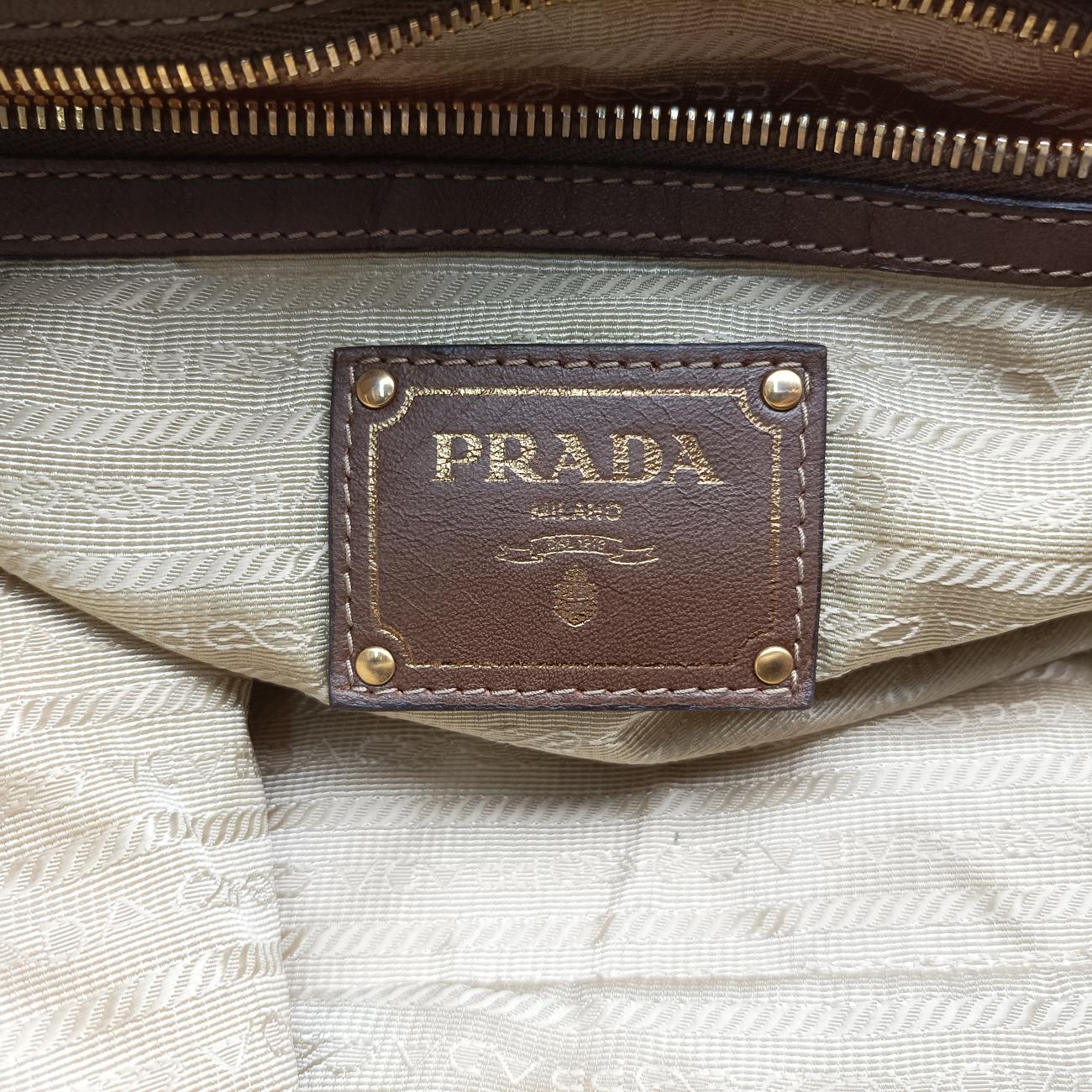 Pre-owned Prada Logo Beige×Brown Nylon BR4261 shoulderbag | stylenewstar