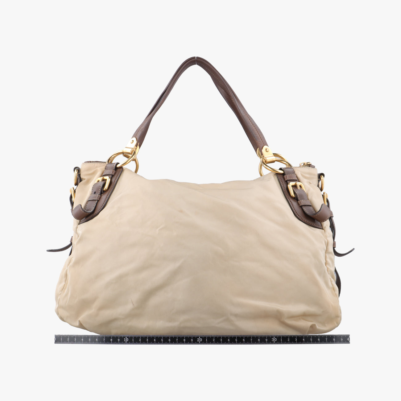 Pre-owned Prada Logo Beige×Brown Nylon BR4261 shoulderbag | stylenewstar