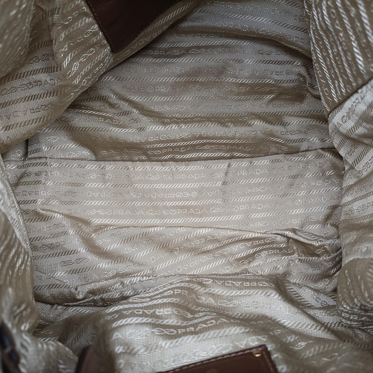 Pre-owned Prada Logo Beige×Brown Nylon BR4261 shoulderbag | stylenewstar