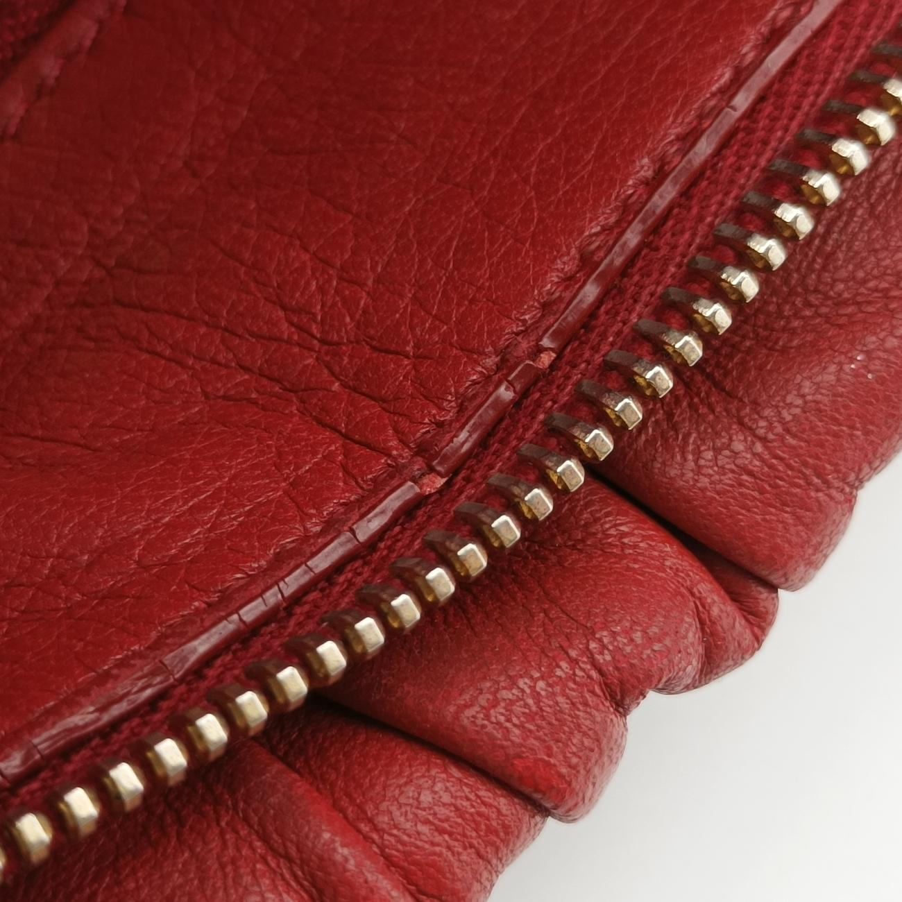 Pre-owned Prada Nappa Gaufre Red Nappa Leather  shoulderbag | stylenewstar