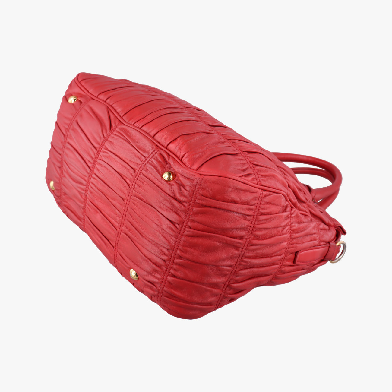 Pre-owned Prada Nappa Gaufre Red Nappa Leather  shoulderbag | stylenewstar