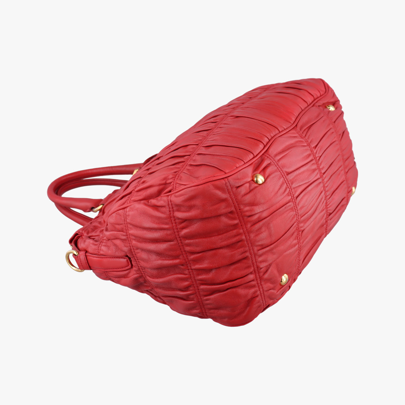 Pre-owned Prada Nappa Gaufre Red Nappa Leather  shoulderbag | stylenewstar
