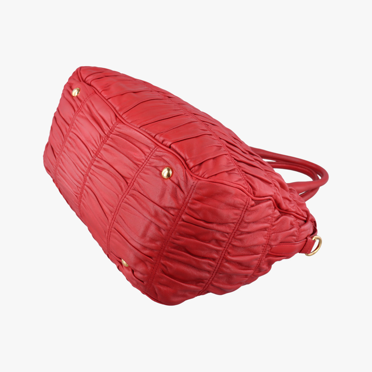Pre-owned Prada Nappa Gaufre Red Nappa Leather  shoulderbag | stylenewstar