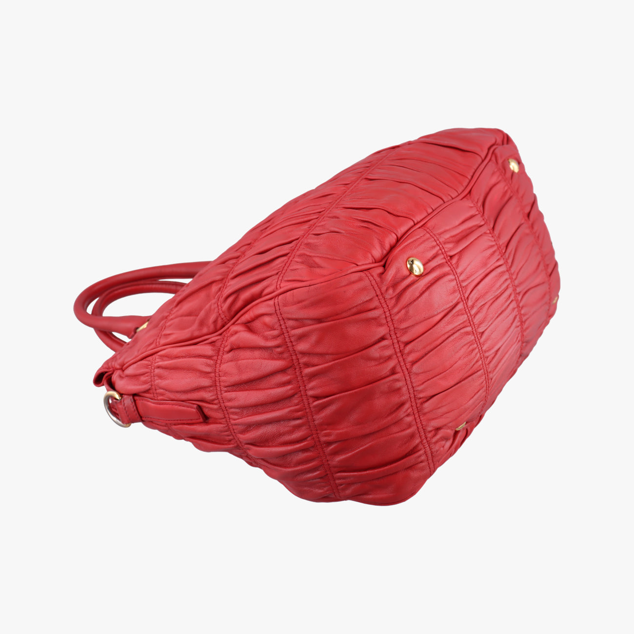 Pre-owned Prada Nappa Gaufre Red Nappa Leather  shoulderbag | stylenewstar