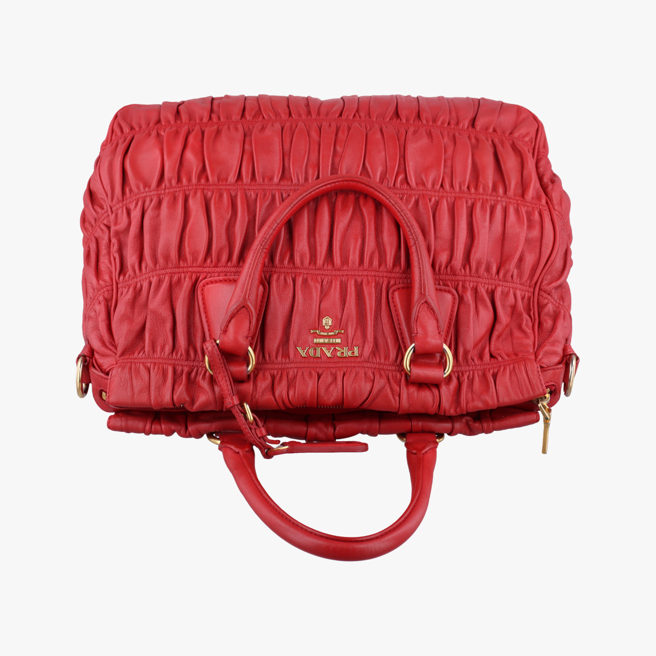 Pre-owned Prada Nappa Gaufre Red Nappa Leather  shoulderbag | stylenewstar
