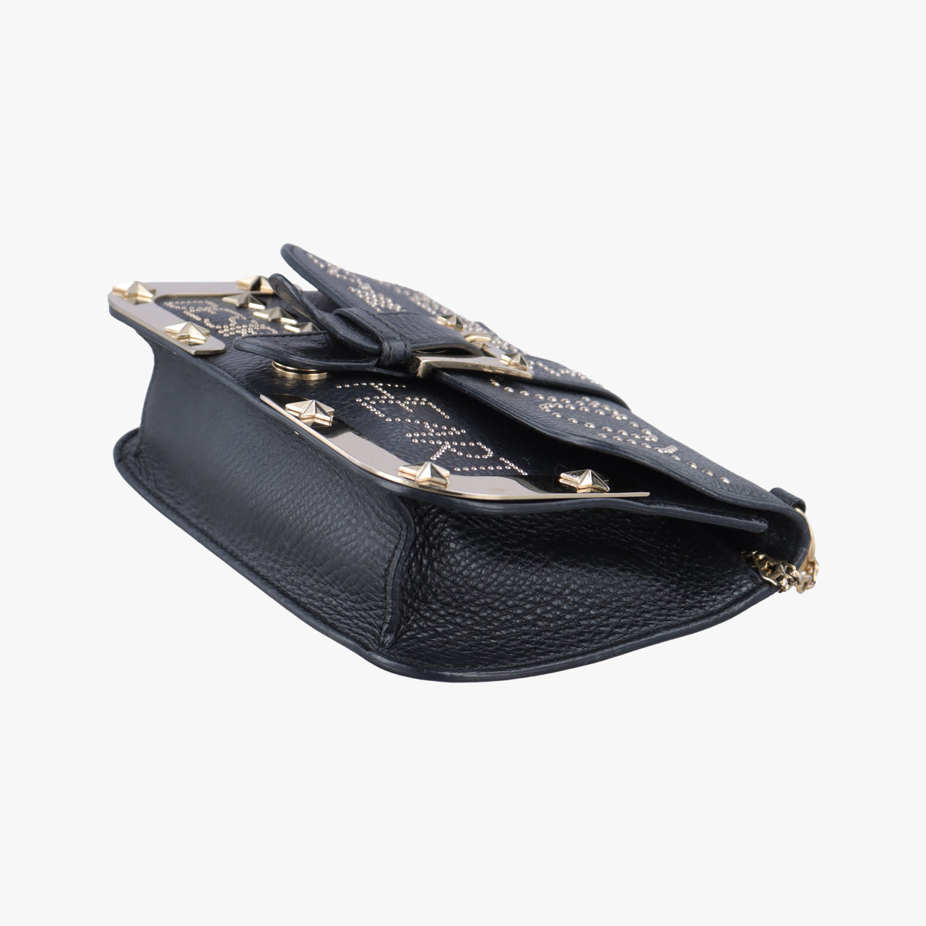 Pre-owned Valentino Textured Black Leather  shoulderbag | stylenewstar