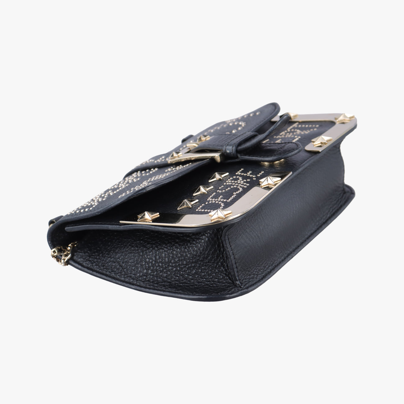 Pre-owned Valentino Textured Black Leather  shoulderbag | stylenewstar