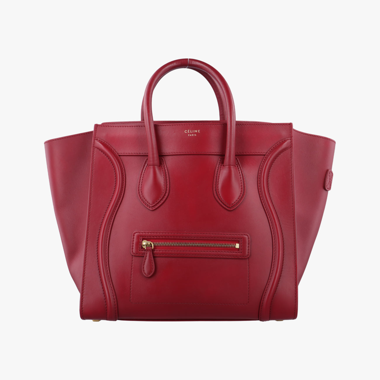 Pre-owned Celine Luggage Mini Shopper Red Leather  handbag | stylenewstar