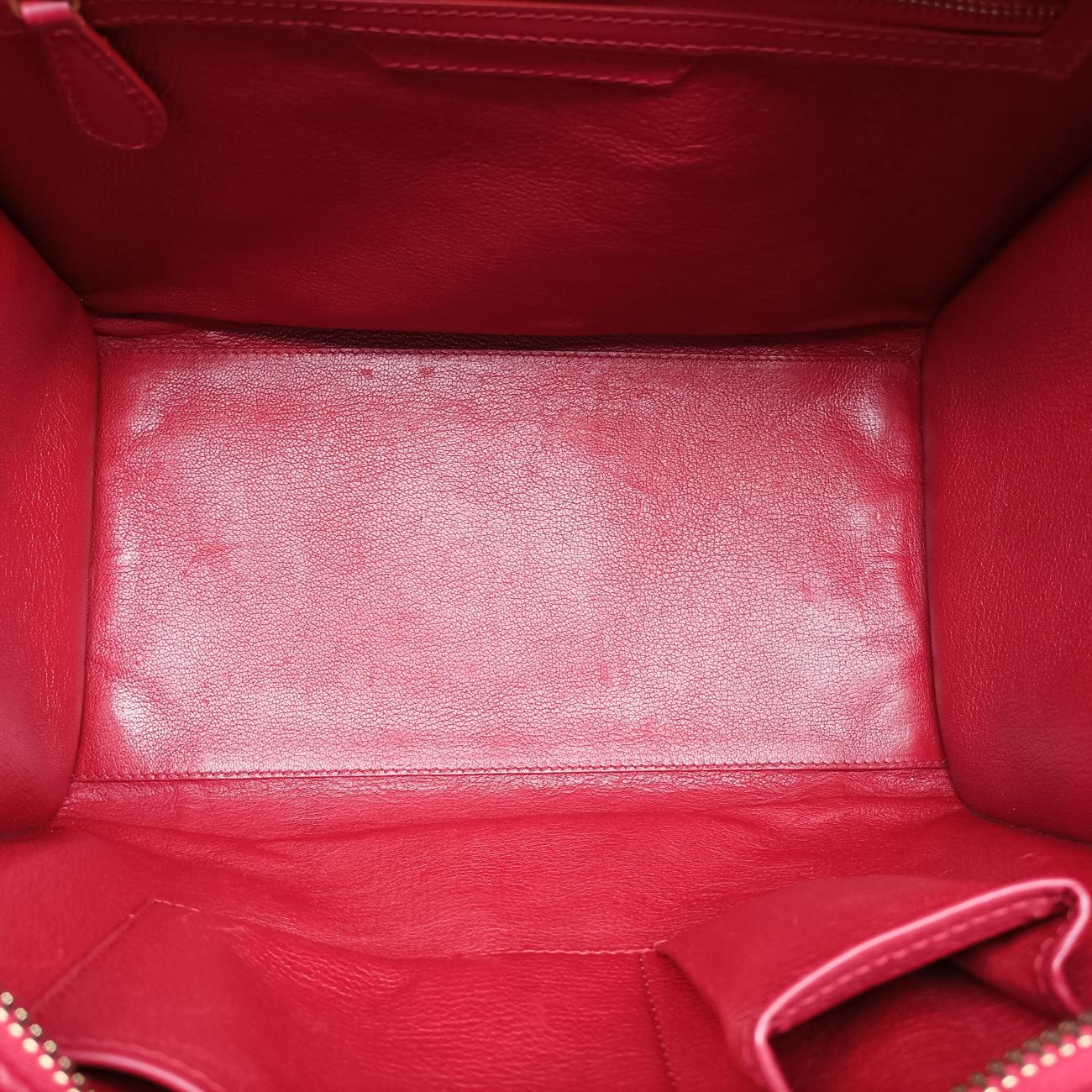 Pre-owned Celine Luggage Mini Shopper Red Leather  handbag | stylenewstar