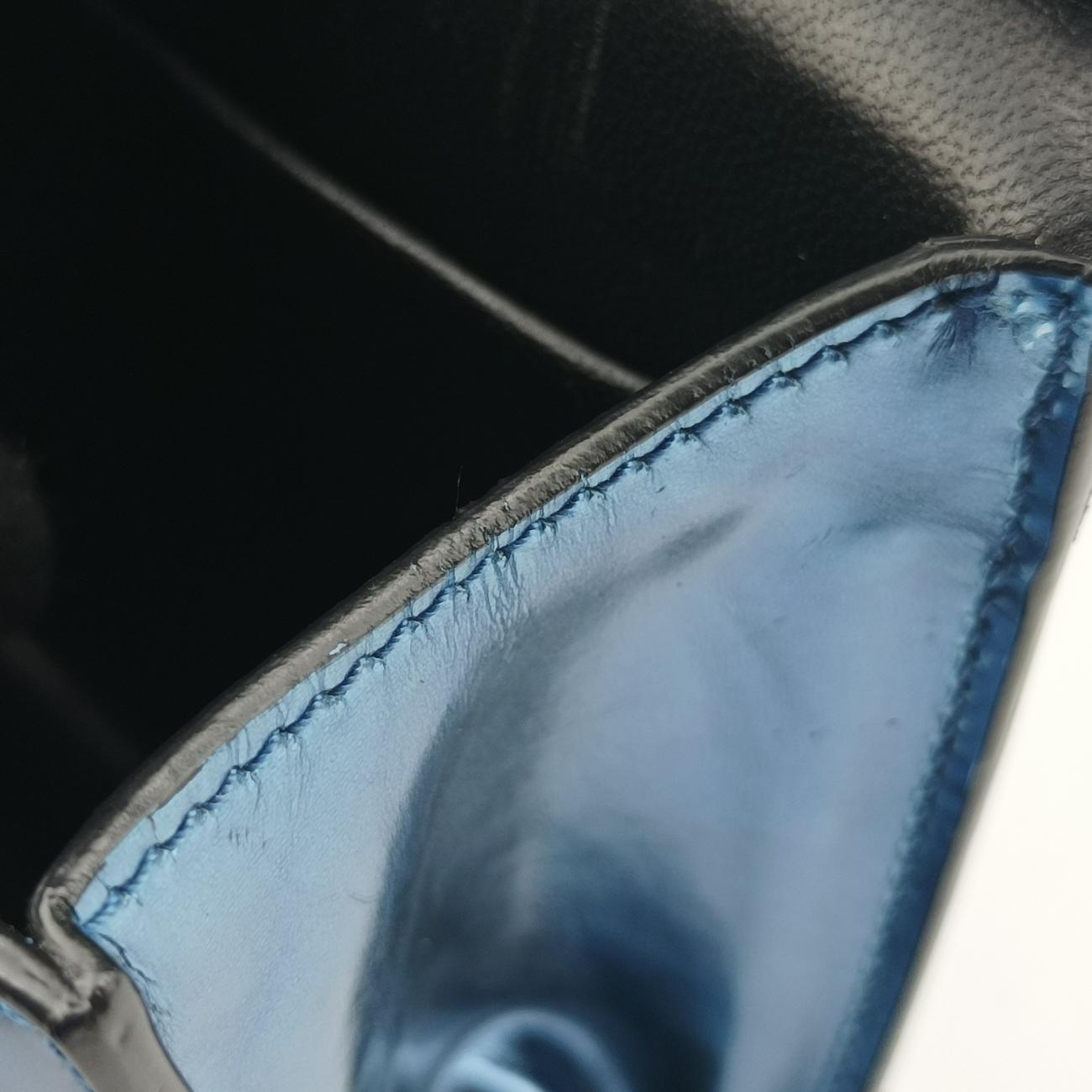 Vintage Prada Cahier Black×Blue Leather×Patent 1BH018 shoulderbag | stylenewstar