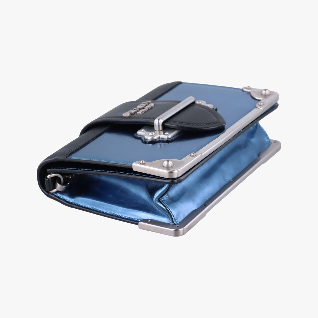 Vintage Prada Cahier Black×Blue Leather×Patent 1BH018 shoulderbag | stylenewstar