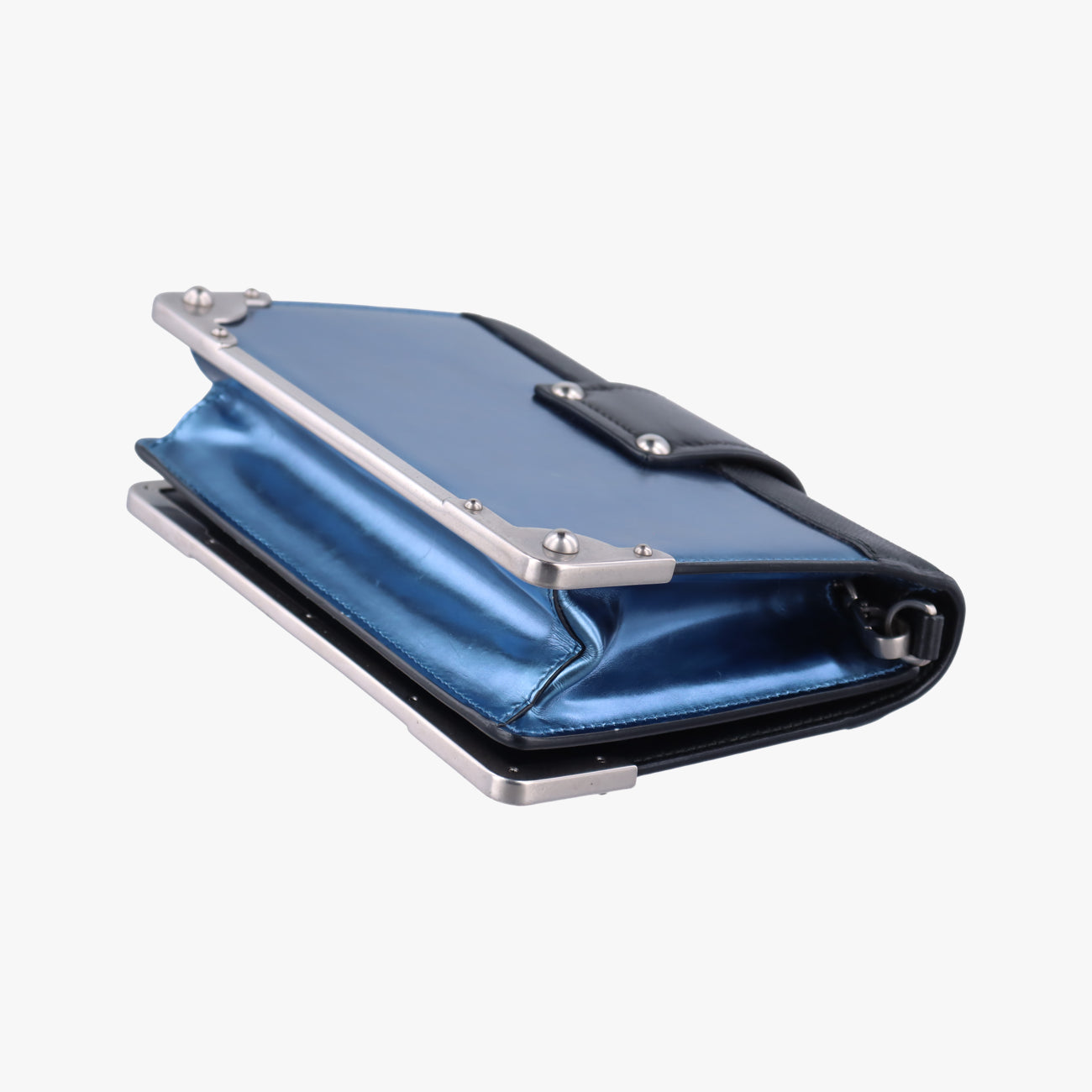 Vintage Prada Cahier Black×Blue Leather×Patent 1BH018 shoulderbag | stylenewstar