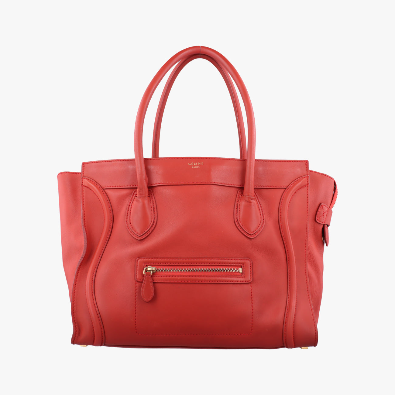 Vintage Celine Luggage Mini Shopper Red Leather  handbag | stylenewstar