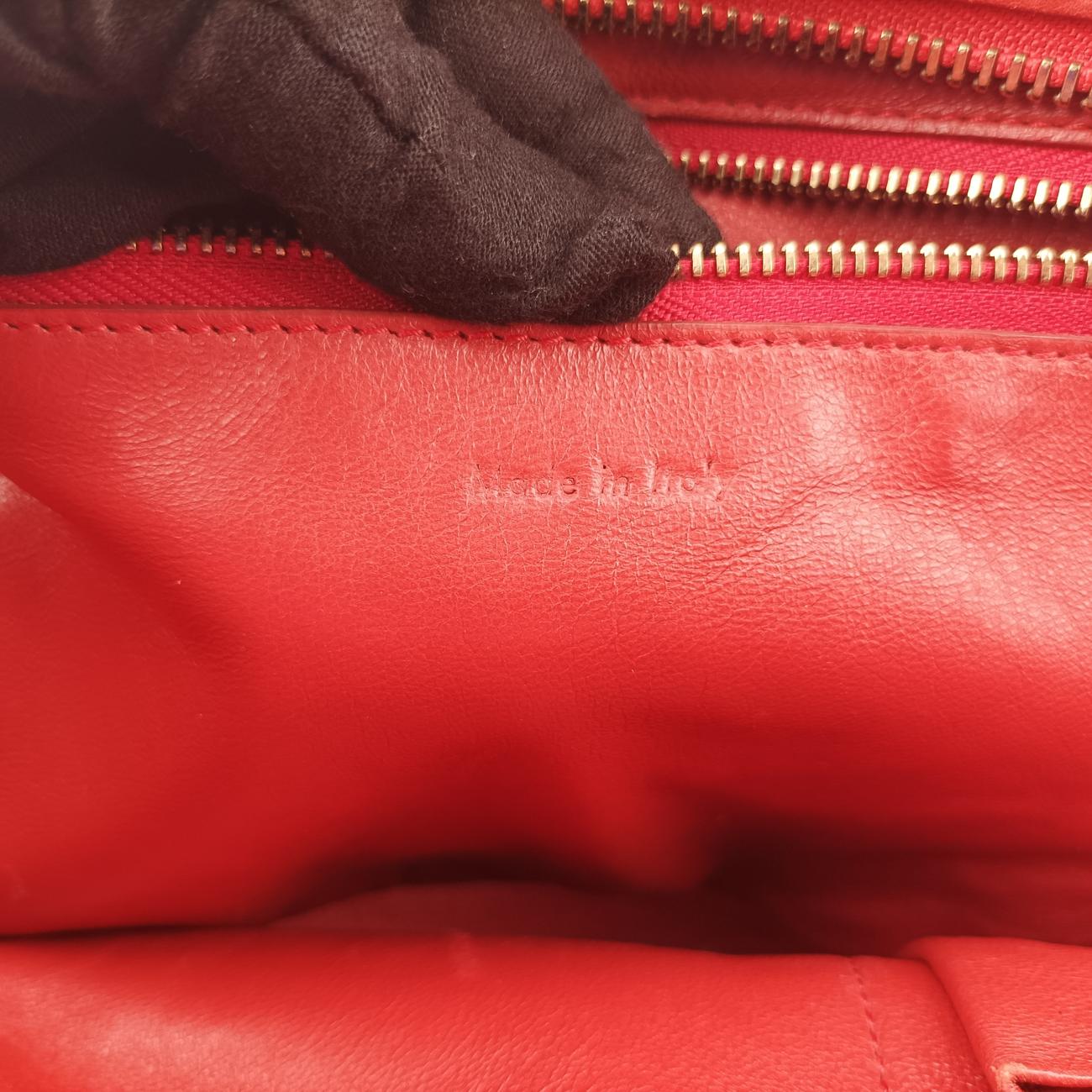 Vintage Celine Luggage Mini Shopper Red Leather  handbag | stylenewstar