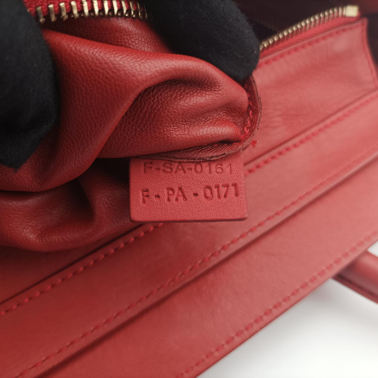 Vintage Celine Luggage Mini Shopper Red Leather  handbag | stylenewstar