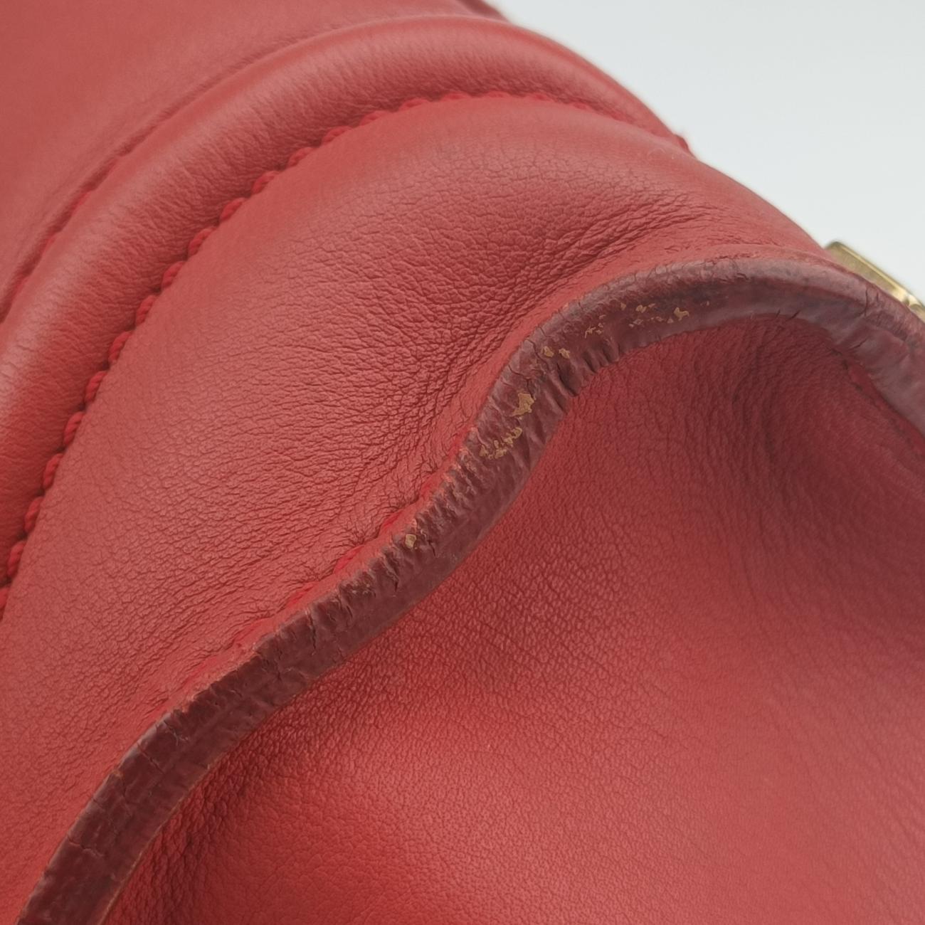 Vintage Celine Luggage Mini Shopper Red Leather  handbag | stylenewstar