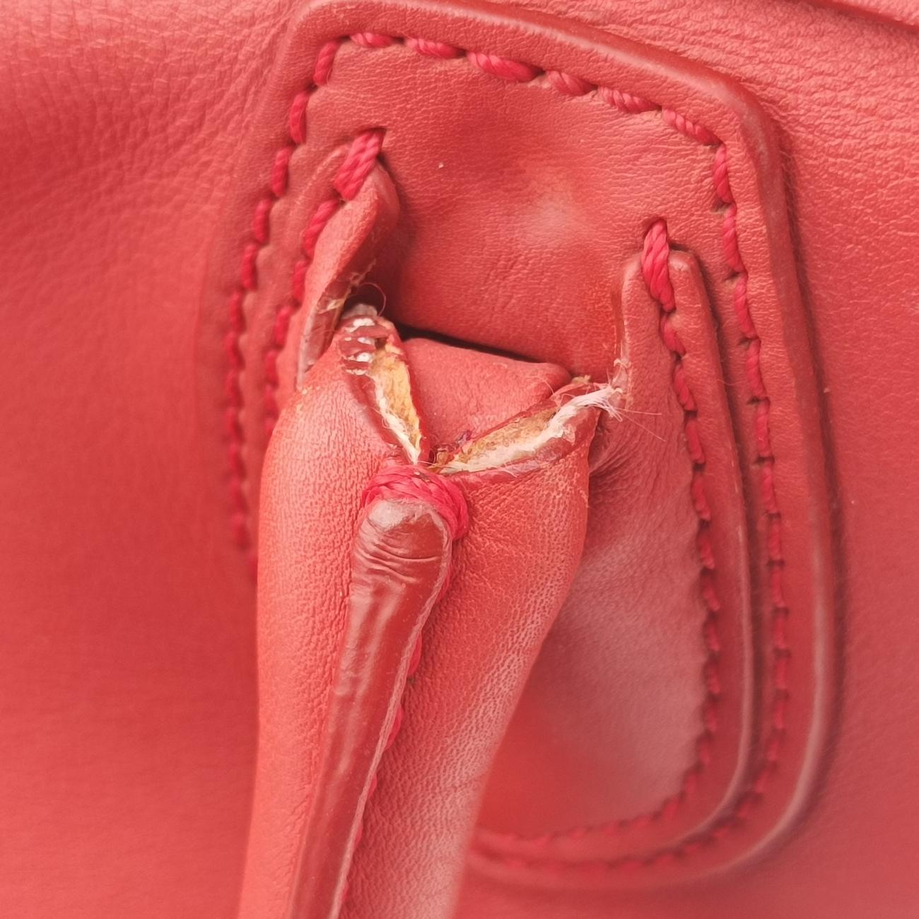 Vintage Celine Luggage Mini Shopper Red Leather  handbag | stylenewstar