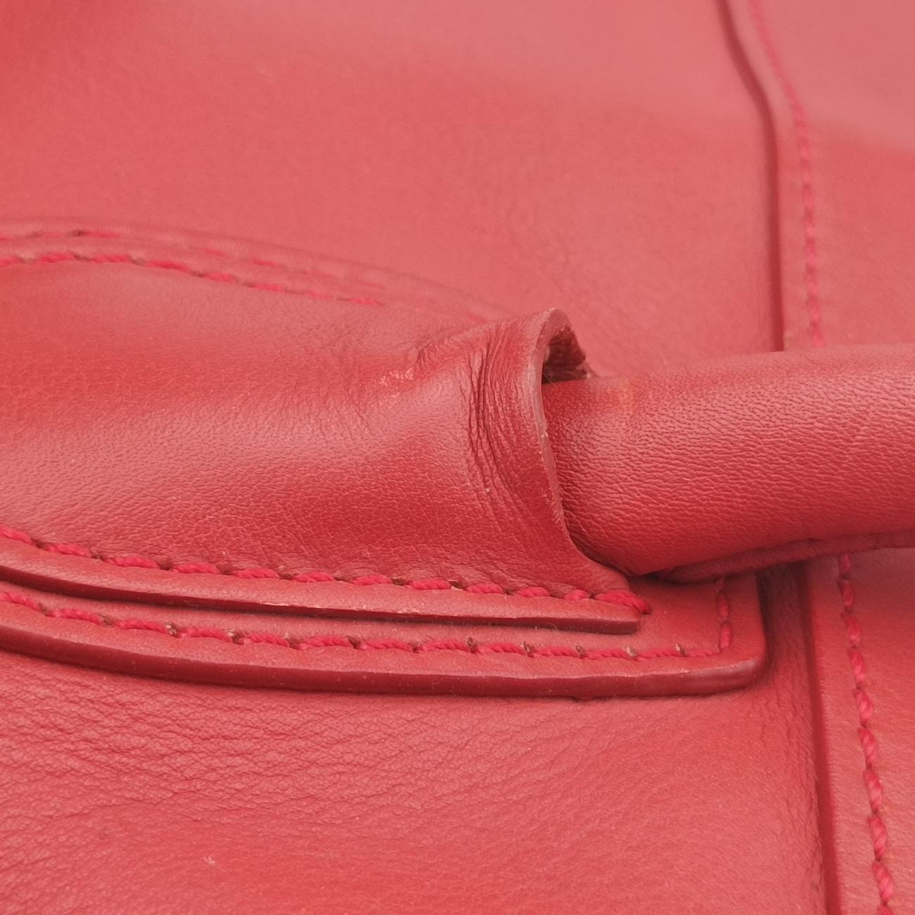 Vintage Celine Luggage Mini Shopper Red Leather  handbag | stylenewstar