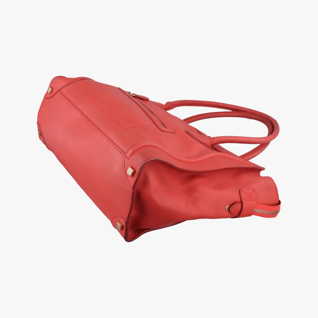 Vintage Celine Luggage Mini Shopper Red Leather  handbag | stylenewstar