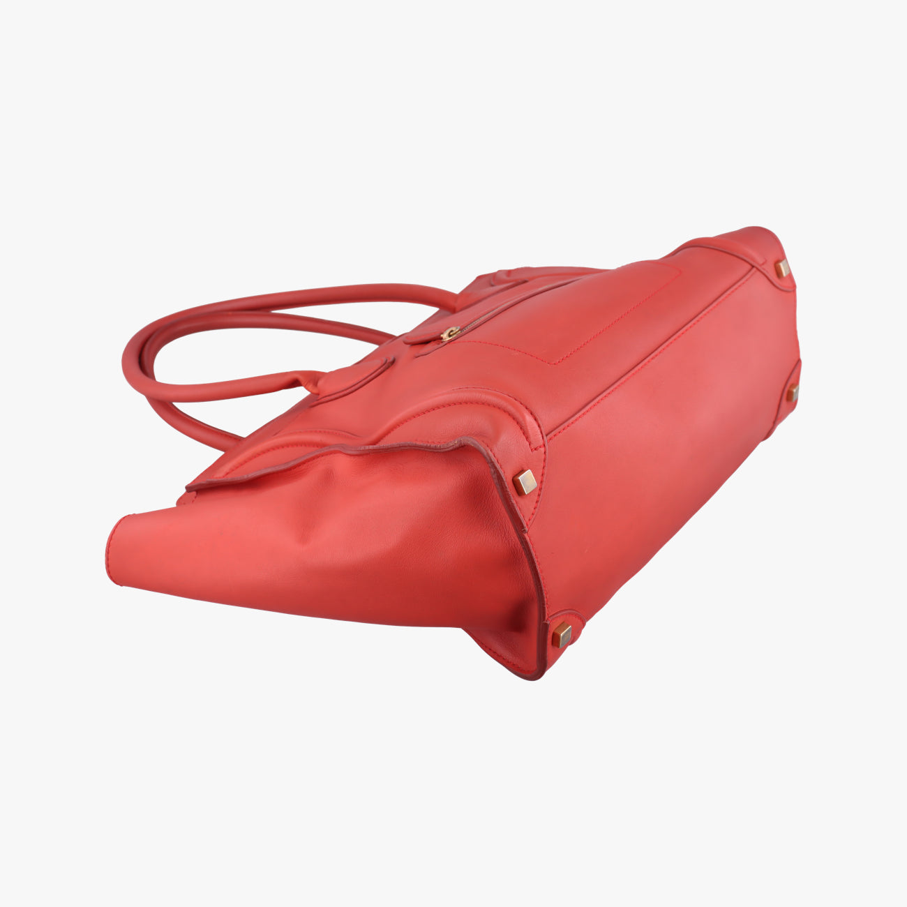 Vintage Celine Luggage Mini Shopper Red Leather  handbag | stylenewstar