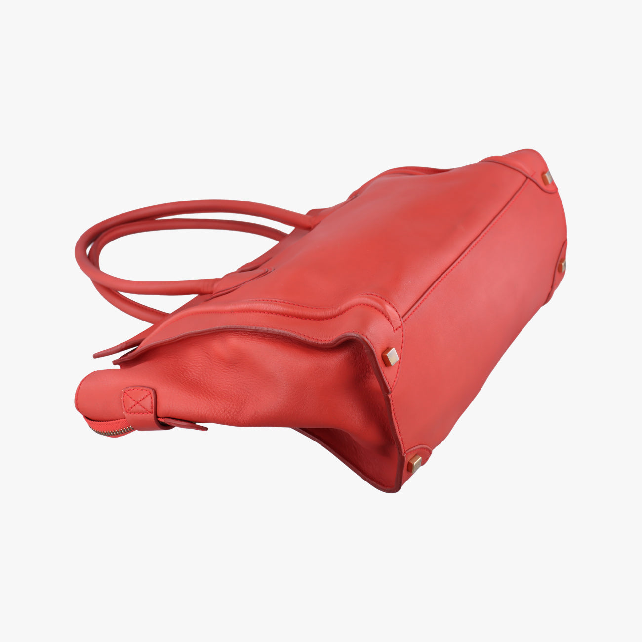 Vintage Celine Luggage Mini Shopper Red Leather  handbag | stylenewstar