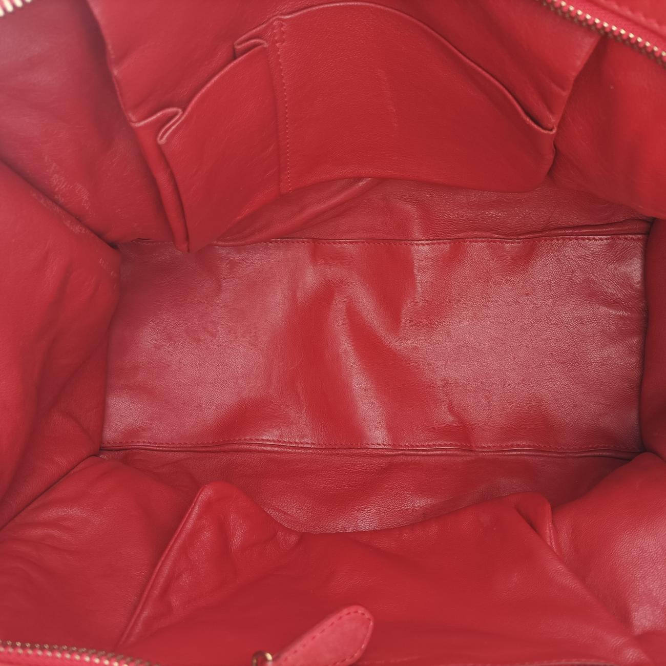 Vintage Celine Luggage Mini Shopper Red Leather  handbag | stylenewstar