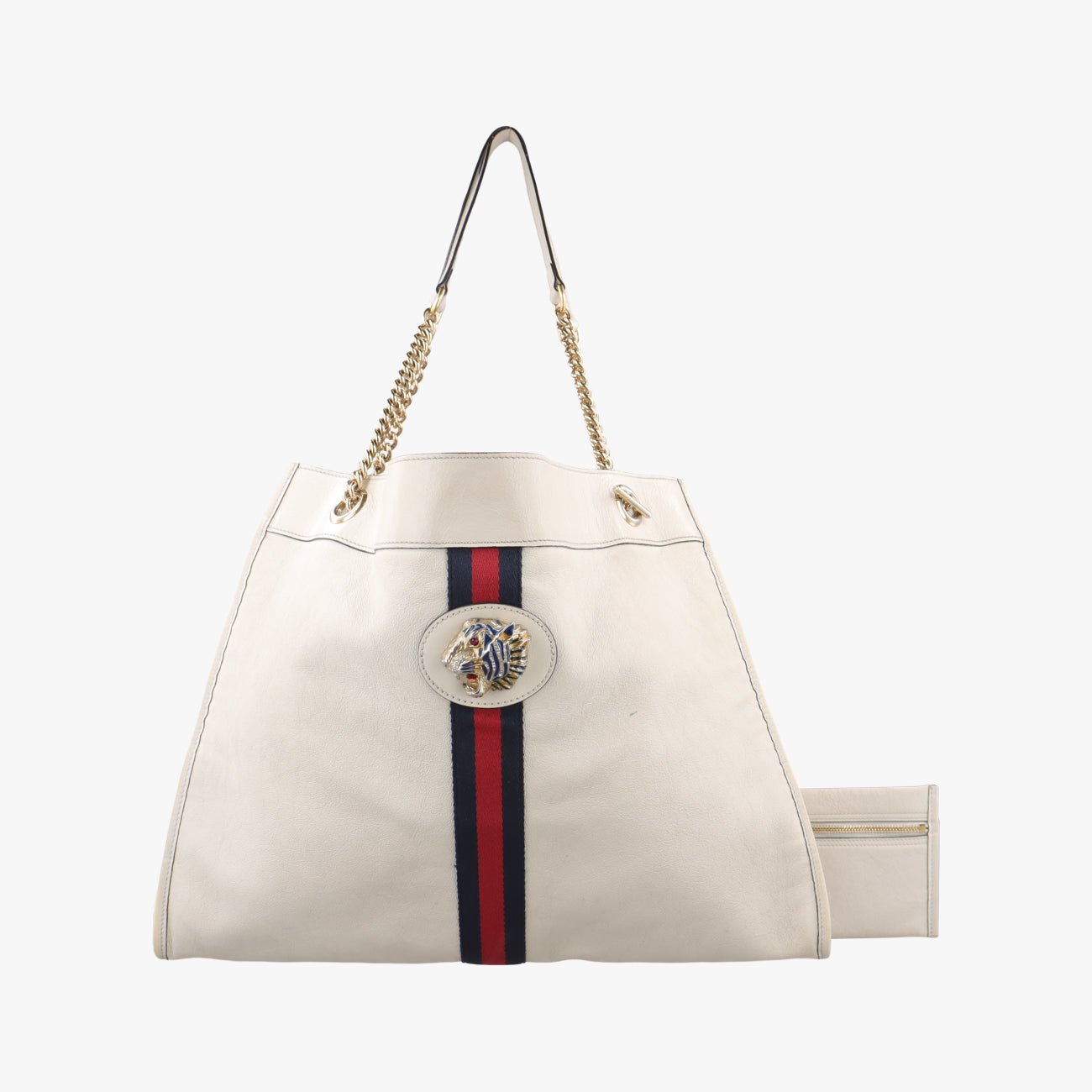 Pre-owned Gucci Rajah White×Black×Red Leather 537219 shoulderbag | stylenewstar